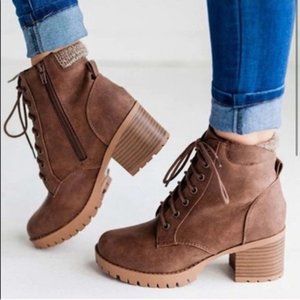 Knit Back Combat Boots
